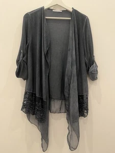 Cárdigan Tempo Paris Frente Abierto Encaje Bordado Gasa Bordado Lagenlook Boho Hip - Imagen 1 de 11
