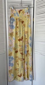 Billabong Wandering Soul Sz M Yellow Multi Floral Summer Pant Slits NWT Wide Leg - Picture 1 of 14