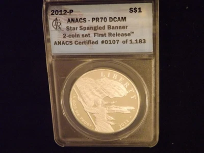 2012-P   $1   Star Spangled banner   First Release         ANACS  PR 70 - Image 1 of 2