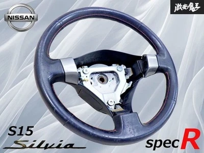 Volante de cuero negro genuino Nissan S15 Silvia Spec R SR20DET JDM - Imagen 1 de 4