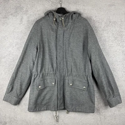 A.P.C. Jacket Mens Medium Gray Hooded Wool Blend Quilted Lined Parka Coat Snaps - Image 1 of 4