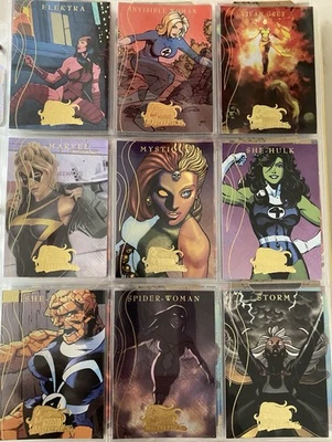 MARVEL MASTERPIECES 2 FLEER HEROINES HOLOFOIL CHASE JUEGO DE CARTAS (2008) #MH1-MH9, CASI NUEVO Foto 1 de 2