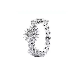 V196 S925 STERLINGSILBER RING STARBURST ZARGENFASSUNG GRÖSSE 8 - Bild 1 von 7