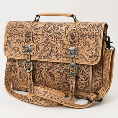 Maletín de cuero AD American Darling Tooled | Bolso mensajero tallado floral Foto 1 de 4