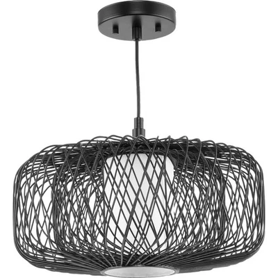 Progress Lighting P500396 Cordova 16"W Cage Pendant - Black Rattan Foto 1 de 4