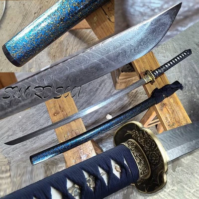 Lâmina de aço Damasco pronta para batalha samurai japonês Katana espada afiada Full Tang - Imagem 1 de 4