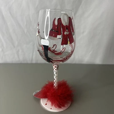 Copa de vino de Navidad Lolita pintada a mano Hot Mama 15 oz Foto 1 de 4
