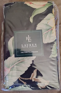 Ralph Lauren Charleston Floral Black 2 King Pillowcases 200 thread count - Picture 1 of 3