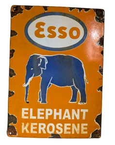 ESSO - ELEPHANT KEROSENE - Enamel Advertising Sign - Metal Retro Plaque Display - Picture 1 of 11