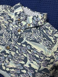 Vineyard Vines Shark Print Short Sleeve Button Down Shirt Boys XS 4/5 - Picture 1 of 9