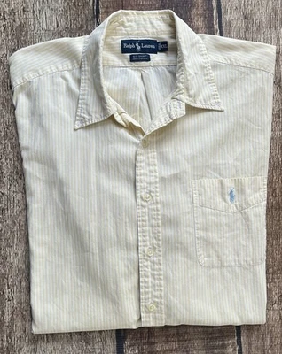 CAMISA POLO VINTAGE RALPH LAUREN GRANDE RAYAS AMARILLA PARA HOMBRE XXL EXCELENTE ESTADO Foto 1 de 4