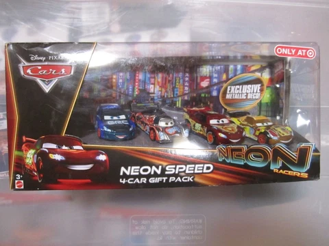 Disney PIXAR CARS NEON RACERS GIFT PACK TARGET Exclusive Metallic Deco NEW Cover