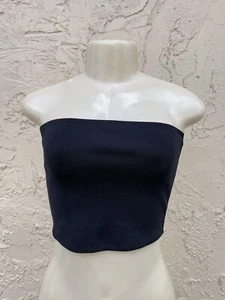 New Zara Women Black Strapless Ribbed Crop Tube Top Basic size S #7024A - Picture 1 of 6