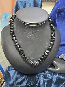 Antique Victorian WHITBY JET necklace faceted beads - Picture 1 of 10