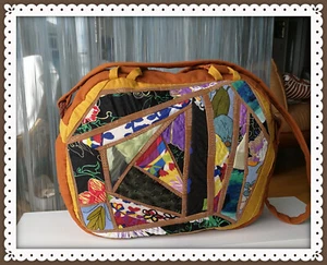Crossbody Travel Bag for Women Canvas Lightweight Handmade Patchwork Design - Picture 1 of 12