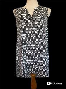 Top túnica sin mangas DR2 blanco y negro Hi Lo talla L usado - Imagen 1 de 8