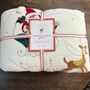 POTTERY BARN KIDS HERITAGE SANTA QUILT ~ FULL/QUEEN ~ HOLIDAY CHRISTMAS - Picture 1 of 11