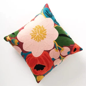 Rifle Paper Co Loloi Embroidered Pillow Vintage Blossoms Anthropologie Throw NEW - Picture 1 of 4