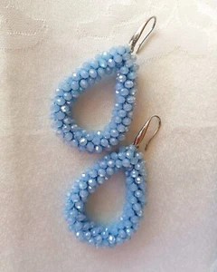 Orecchini Argento 925 Goccia Cristallo Azzurro Carta da zucchero  - Foto 1 di 1