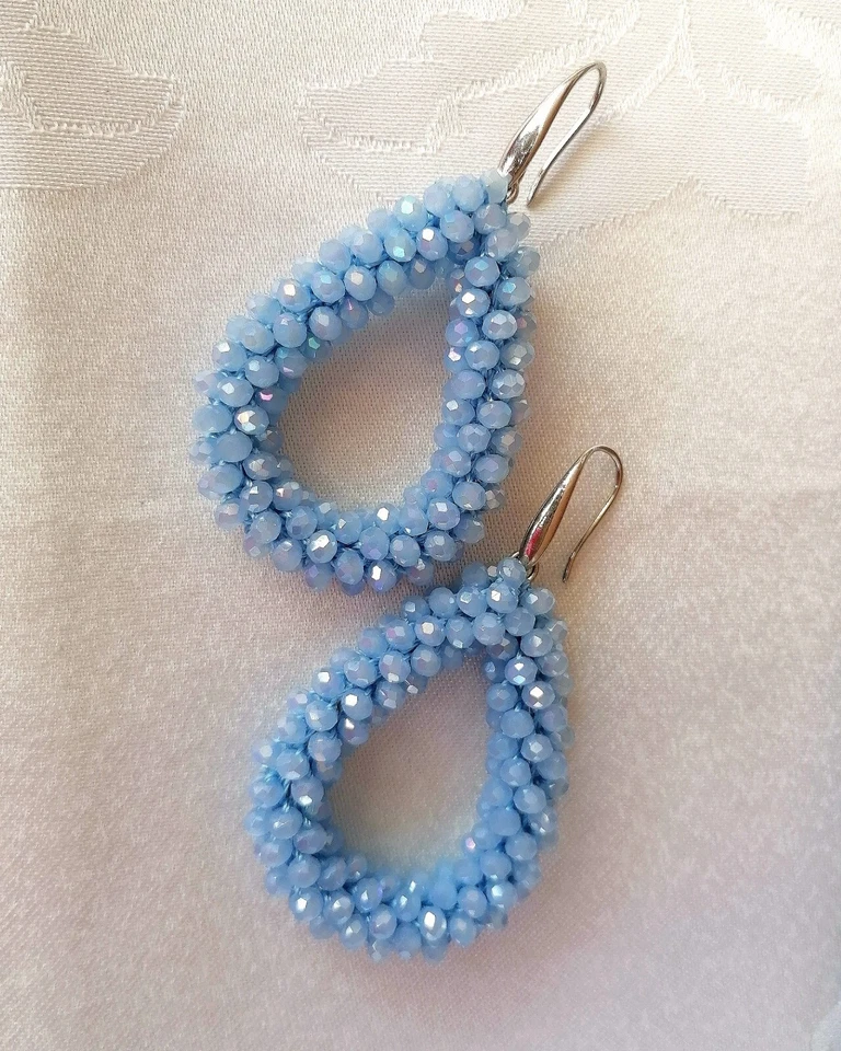 Orecchini Argento 925 Goccia Cristallo Azzurro Carta da zucchero  - Immagine 1 di 1