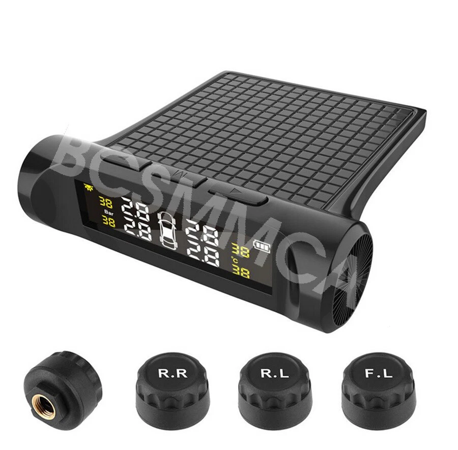 TPMS Car Tire Pressure Monitoring System Security Alarm LCD Display W/4 Sensors - Image 1 of 4
