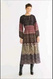 VANESSA BRUNO Melissandre Silk Bell Sleeve Maxi Boho Dress Size 38 UK 10 - Picture 1 of 11
