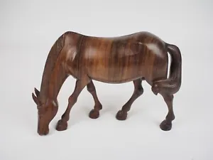 Handmade Wooden Horse Hard Wood Home Decor Carving Excellent - Picture 1 of 6