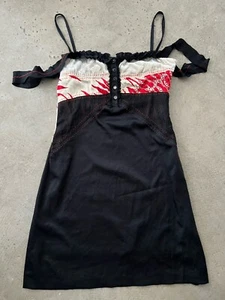 CUSTO BARCELONA satin Black Strappy Embellished dress - UK 10 - Appliqué - Picture 1 of 17