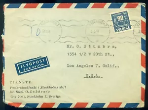 Sweden Airmail Cover 1960 Overseas to USA World Latvians Mi.472 solo - Picture 1 of 2