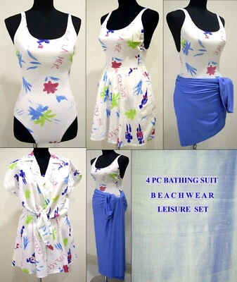 De Colección Nuevo 4 PIEZAS WEARABOUTS LA PLAGE Traje de Baño Conjunto 1 PIE TRAJE Top PANTALONES CORTOS Sarong 12 MED Foto 1 de 4