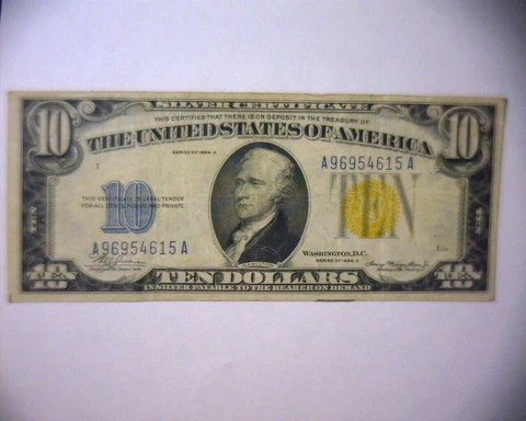 1934 A $10 TEN Dollar NORTH AFRICA Emergency Issue Silver Certificate AA BLOCK Cover