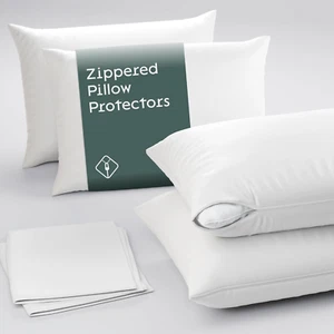 Standard Size Pillow Protectors with Zipper – Set of 2 Breathable Pillow Covers - Picture 1 of 11