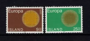 Islandia 1969 Europa, círculo tejido MLH Sc 420-421 - Imagen 1 de 1