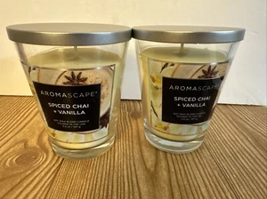 Lot Of 2 New Aromascape Spiced Chai + Vanilla 11.5 oz Jar Candle - Soy Wax USA - Picture 1 of 6