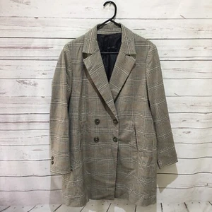 ZARA Jacket Coat Longline Double Breasted Size L Large Pockets - Picture 1 of 9