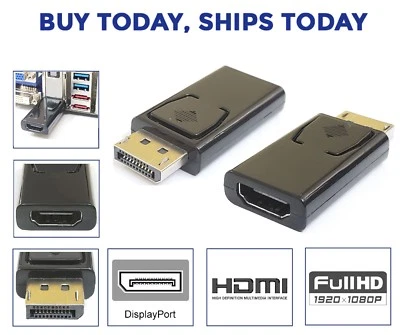 Display Port DP Male to HDMI HDTV 1080p Monitor Converter Adapter Dell HP - Image 1 of 4