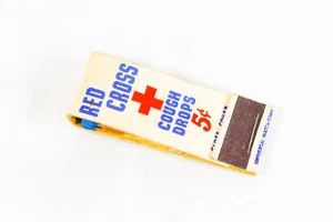 Red Cross Cough Drops 1940s 10 Strike Unused Matchbook Advertising - Picture 1 of 5
