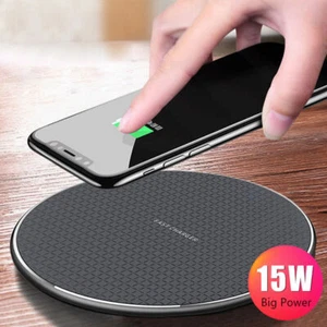 15W Fast Wireless Charger Pad Mat Dock Stand For Samsung Apple iPhone Universal - Picture 1 of 19