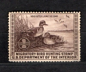 USA 1939 DUCK HUNTING PERMIT VOID AFTER 1940 GREEN WINGED TAIL #2 - Picture 1 of 1
