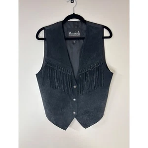 Mariah Suede Fringe Vest Western Cowboy Festival Black Vest Size S - Picture 1 of 6
