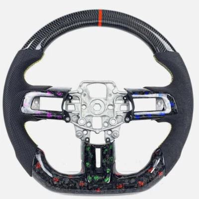Car Interior Forged Carbon Fibre Steering Wheel fit Ford Mustang GT Shelby - Image 1 of 4