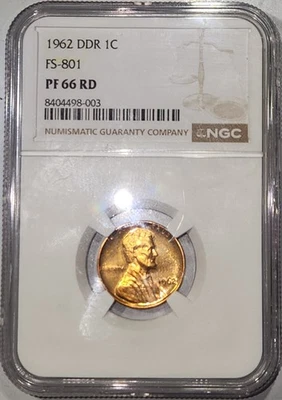 1962 Lincoln Cent Proof NGC PF 66 RD DDR FS-801 - Image 1 of 4