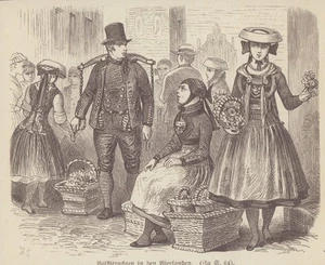 Volkstrachten in den Vierlanden. Stahlstich von 1885. - Bild 1 von 1