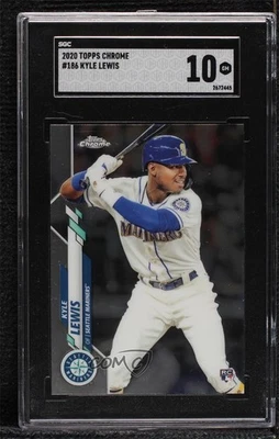 2020 Topps Chrome Kyle Lewis (White Jersey) #186 SGC 10 GEM Rookie RC - Image 1 of 3