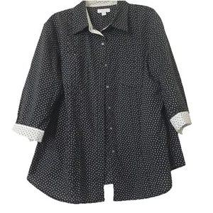 Charter Club Women's Pokadot Black / White 16w -approximately 10in Sleeves - Picture 1 of 9