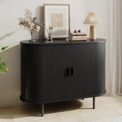 Armario Aparador Buffet con Almacenamiento, Armario Acanalado 40" con Puerta Corredera y... Foto 1 de 4