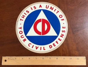 Calcomanía de unidad de defensa civil grande 7,5" original 1964 nueva vintage Oldstock años 60 - Imagen 1 de 22
