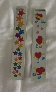 2 Vintage 80s Cardesign Toots Sticker Foil Strips Dancing Heart, Rainbow Stars - Picture 1 of 6