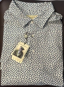 NWT Donald Ross Mens Large Graphic Print Golf Polo Shirt Sportswear Cream Multi - Picture 1 of 10
