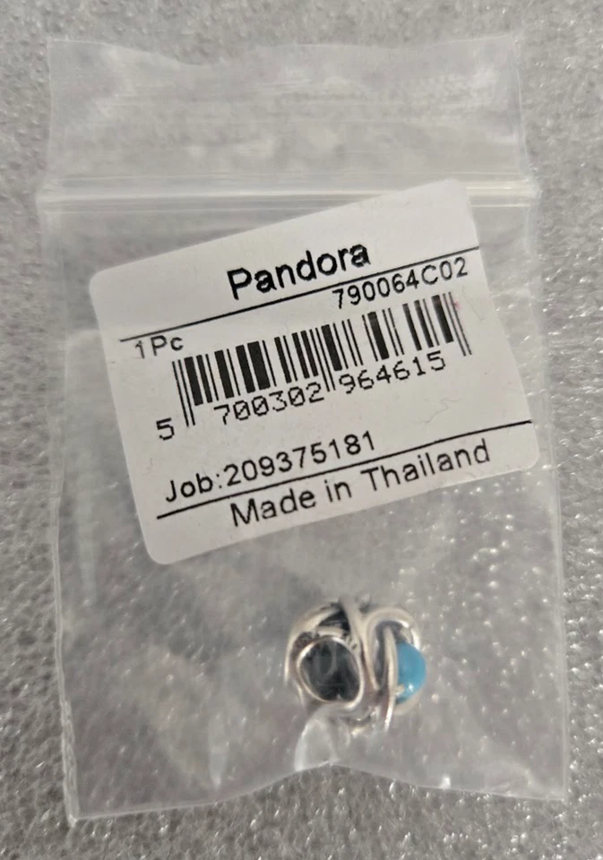 Pandora Eternity Circle Turquoise Blue & Sterling Silver Charm 790064C02